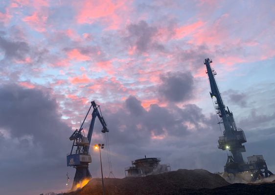Beautiful sunrise over the port of Lorient